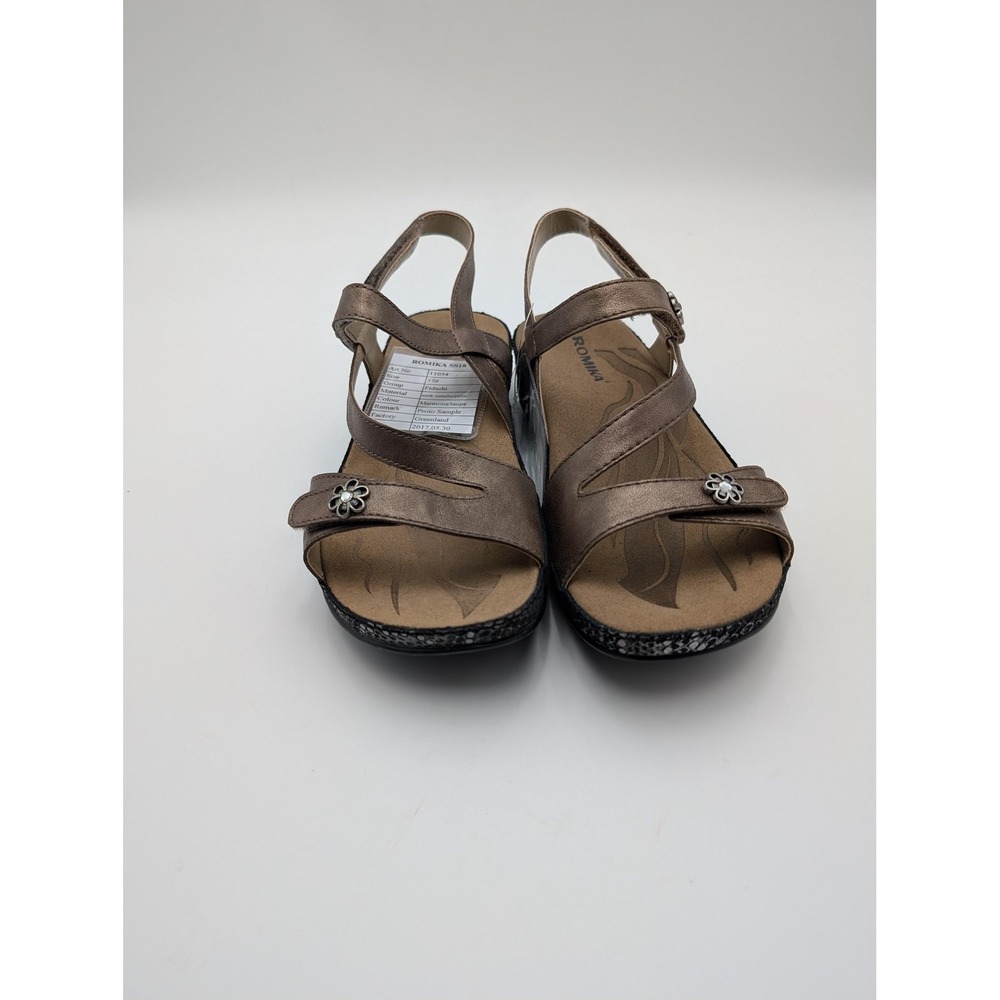 Romika Shoes Womens Size 6.5 Brown‎ Slingback Sandals Comfort Medallion 11054 - Picture 3 of 8